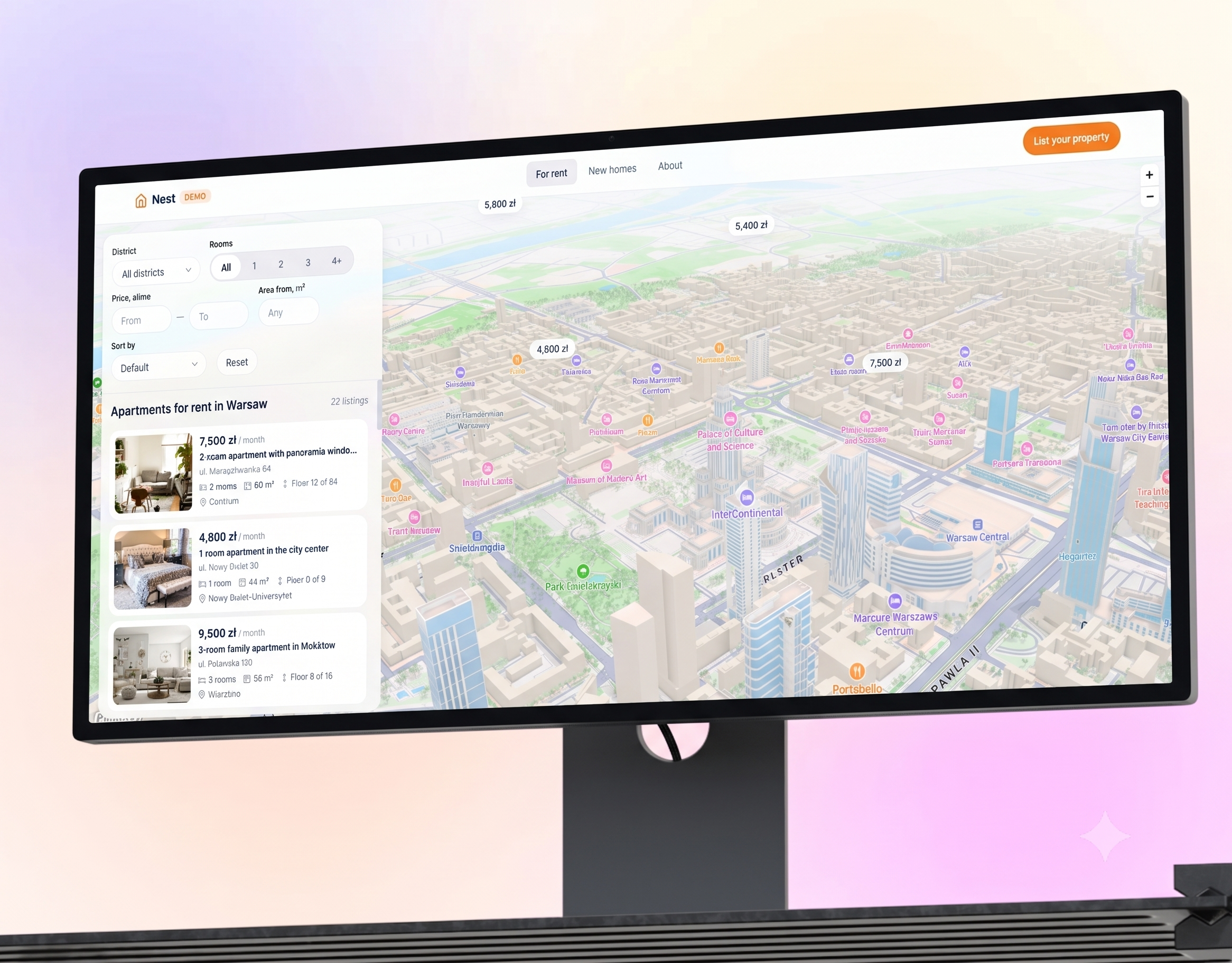 Nest — katalog mieszkań na mapie Warszawy